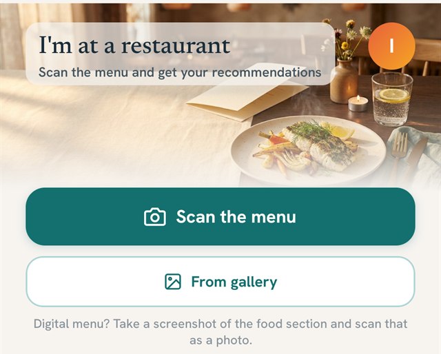 The MyHistamate scan screen, with the Scan the menu button